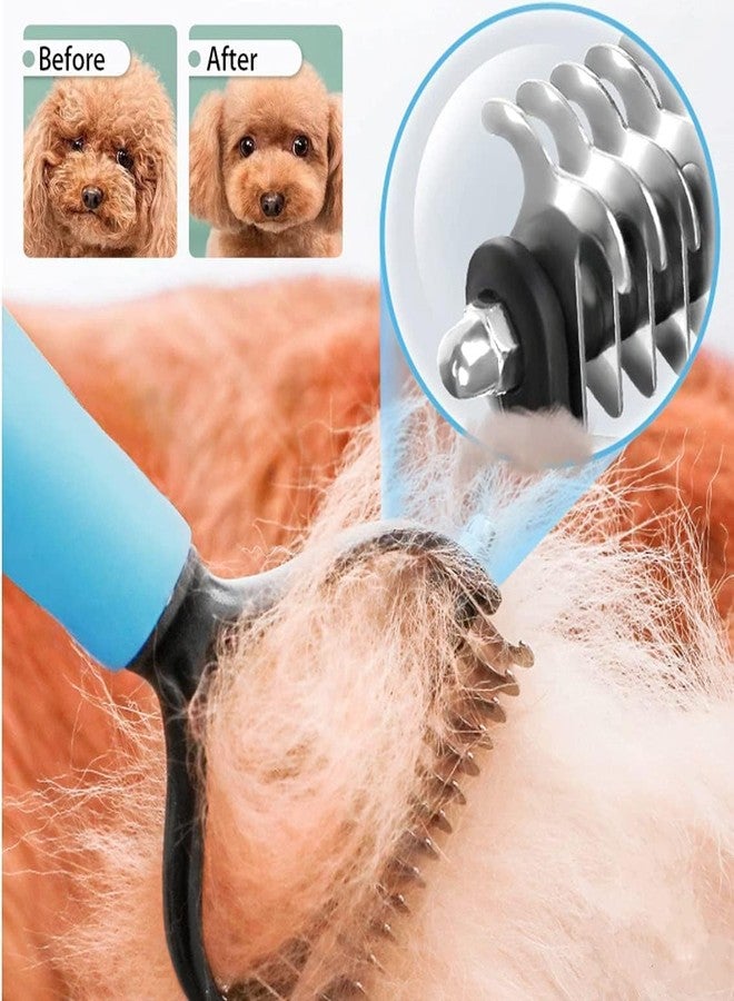 Bitrexup 2 IN 1 Dog Hair Comb Brush Pet Grooming Brush Double-Sided DE shedding Tool Removes Knot & Tangled Hair Comb for Dogs Pets with Dog Comb for Dogs Deshedding Comb Cat Grooming Brush - Image 2